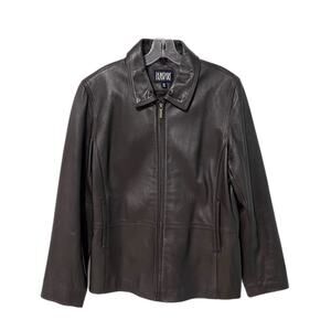 Blassport Leather Jacket Women XL Size XL Brown Lined Full Zip Buttery Soft